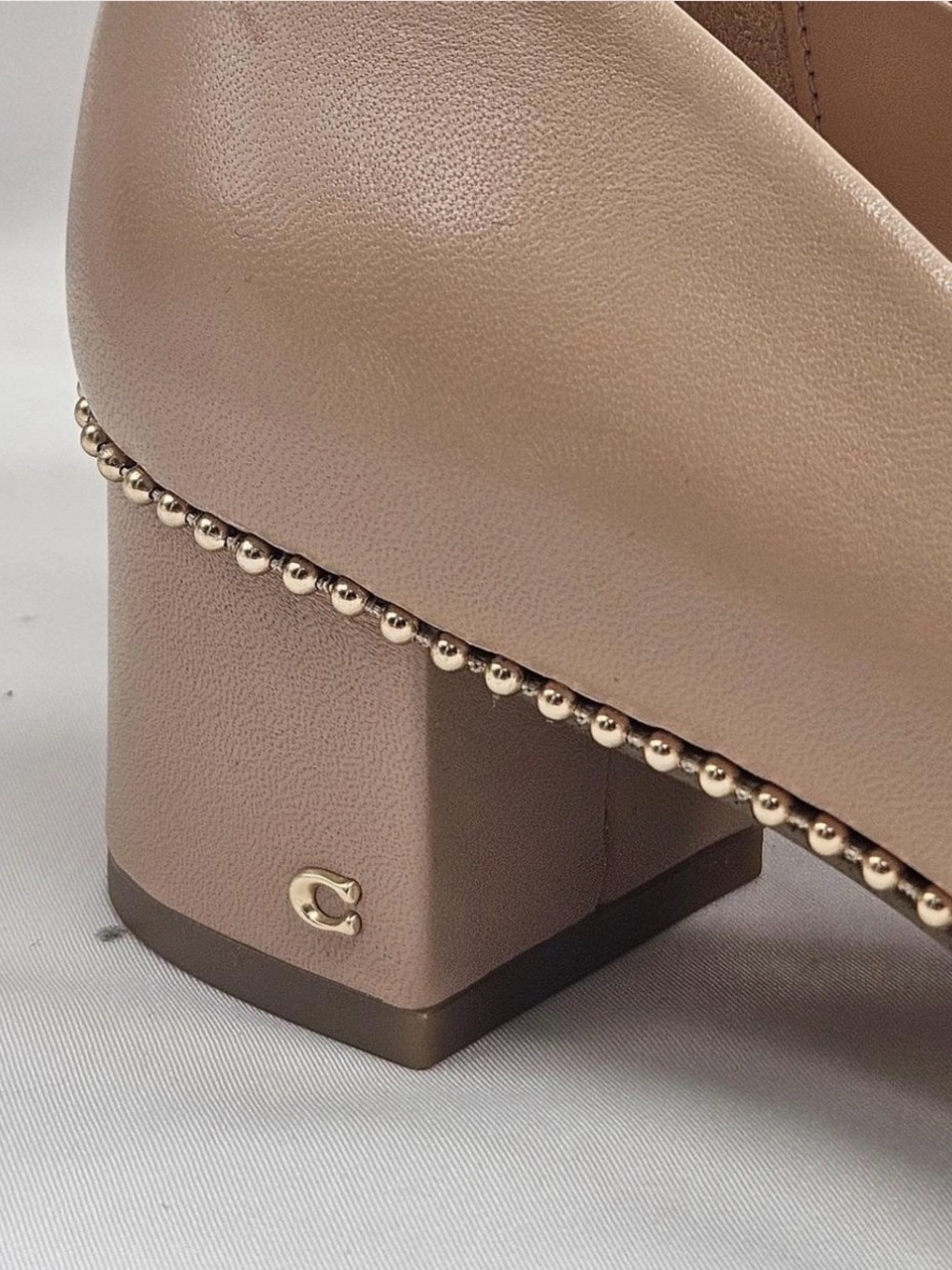 Coach leather Heel Pumps with Decorative Gold Trim - Picture 5 of 7